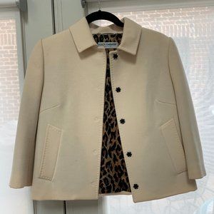 Dolce & Gabbana Off White Cropped Coat